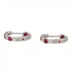 Ruby and Diamond Hoop Earrings