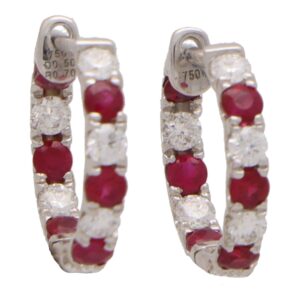 Ruby and Diamond Hoop Earrings