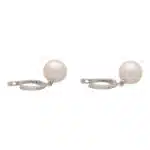Pearl and Diamond Hoop Drop Earrings