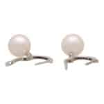 Pearl and Diamond Hoop Drop Earrings