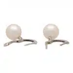 Pearl and Diamond Hoop Drop Earrings