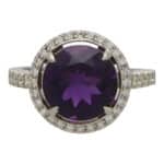 Amethyst and Diamond Halo Ring