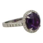 Amethyst and Diamond Halo Ring