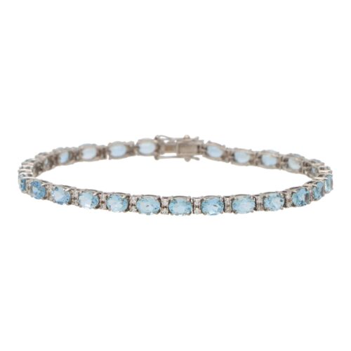 Contemporary Aquamarine and Diamond Bracelet