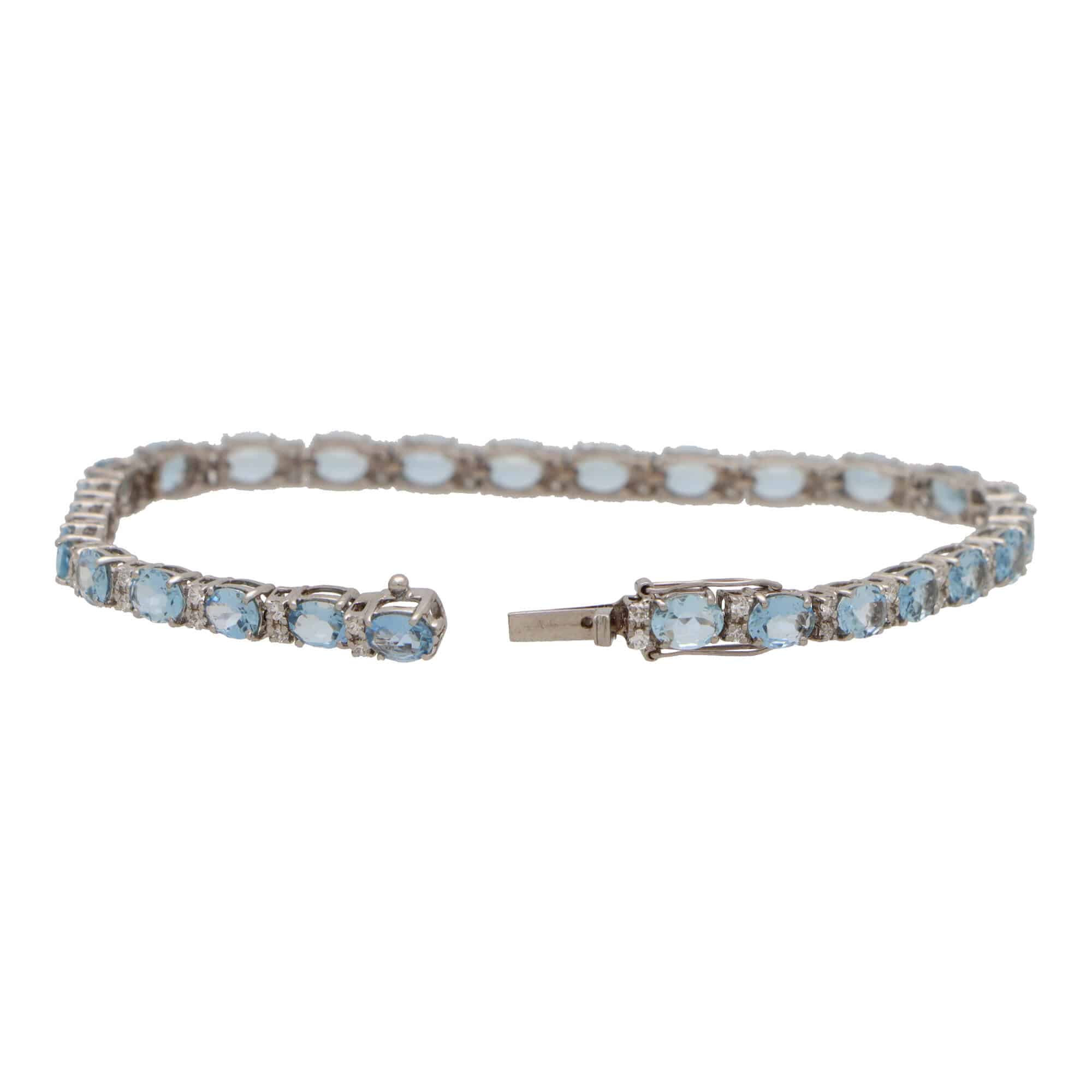 Francis & Gaye 9ct White Gold Aquamarine and Diamond Bracelet - Jewellery  from Francis & Gaye Jewellers UK