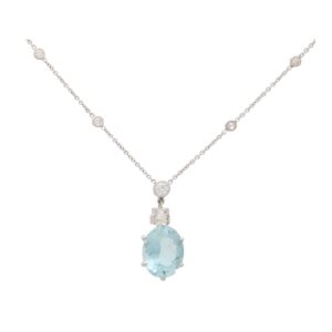 Vintage Aquamarine and Diamond Necklace