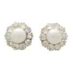 Victorian Pearl and Diamond Cluster Earrings