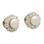 Victorian Pearl and Diamond Cluster Earrings