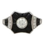Vintage Art Deco Onyx and Diamond Target Ring