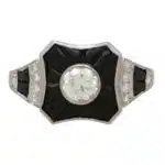 Vintage Art Deco Onyx and Diamond Target Ring