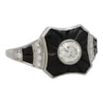 Vintage Art Deco Onyx and Diamond Target Ring