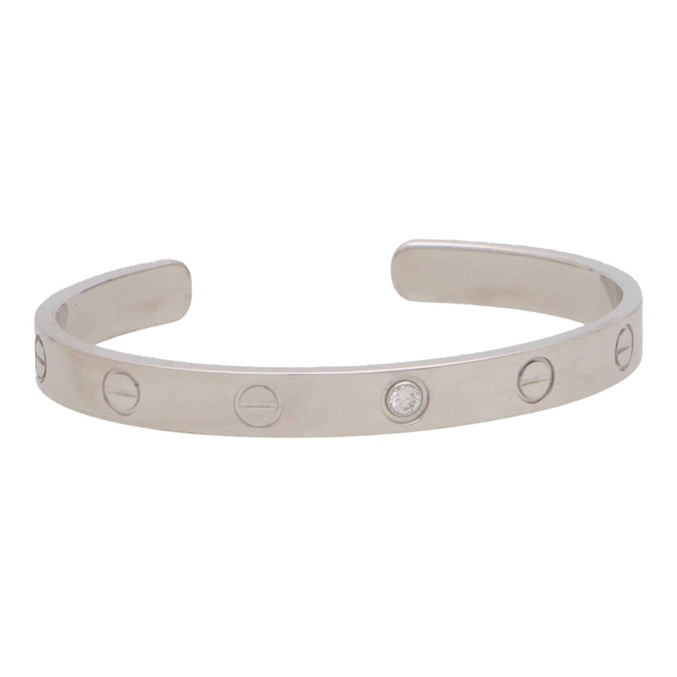 Vintage Cartier Love U Diamond Torque Bangle, Size 16