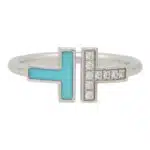 Vintage Tiffany & Co Turquoise and Diamond Tiffany T Ring
