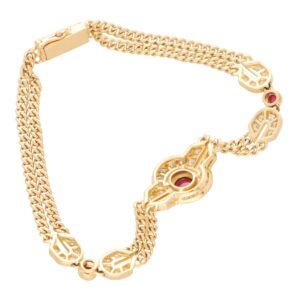 Vintage Mauboussin Ruby and Diamond Etruscan Inspired Bracelet