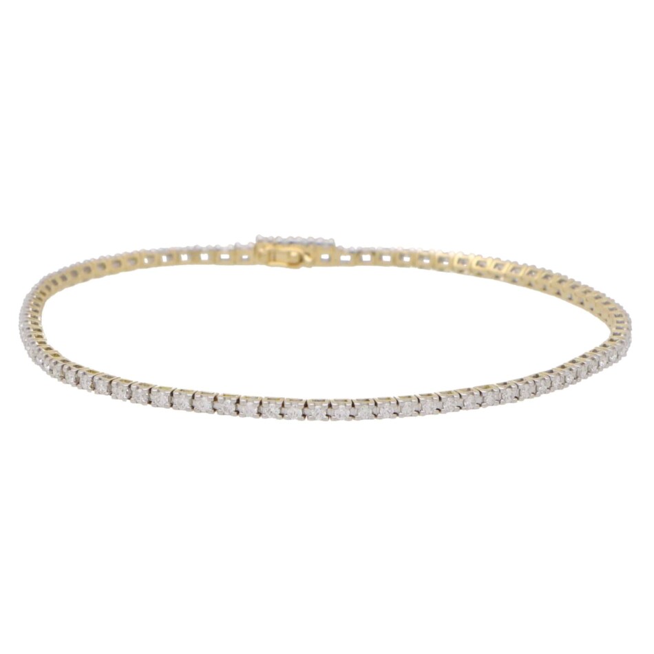 Contemporary 1.01ct Diamond Yellow Gold Line Bracelet