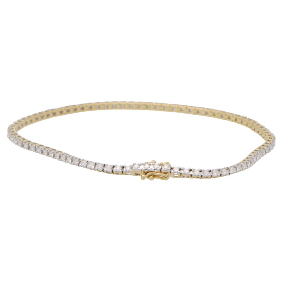 Contemporary 1.01ct Diamond Yellow Gold Line Bracelet