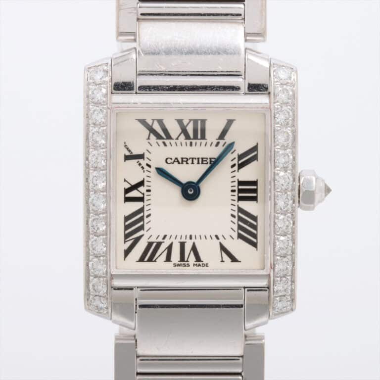 Vintage Cartier Tank Francaise with Diamonds in White Gold