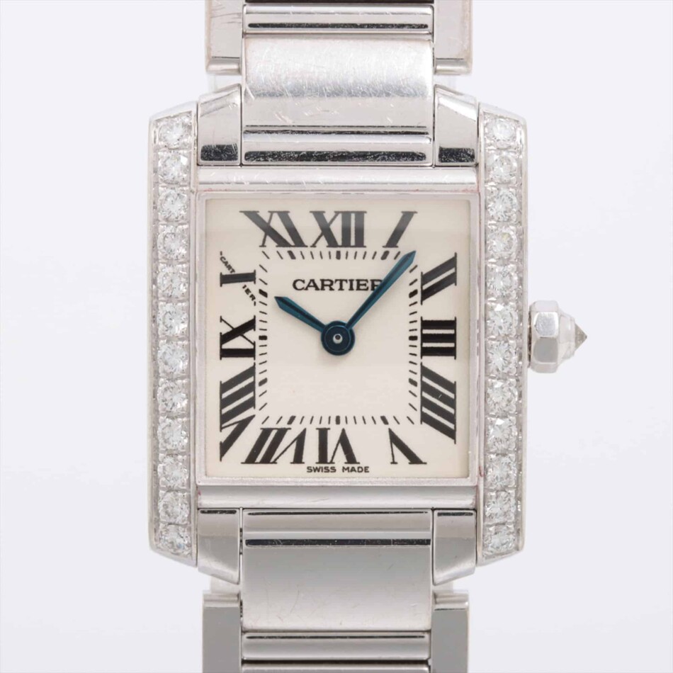 Vintage Cartier Tank Francaise with Diamonds in White Gold