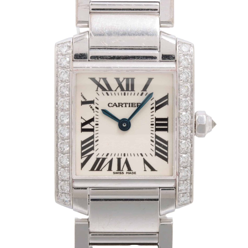 Vintage Cartier Tank Francaise with Diamonds in White Gold
