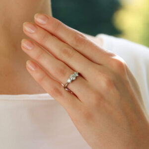 Contemporary Diamond Three Stone Ring