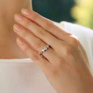 Contemporary Diamond Three Stone Ring