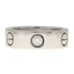Cartier Three Diamond Love Ring in White Gold Size 50