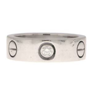 Cartier Three Diamond Love Ring in White Gold Size 50