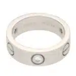 Cartier Three Diamond Love Ring in White Gold Size 50