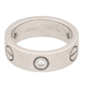 Cartier Three Diamond Love Ring in White Gold Size 50