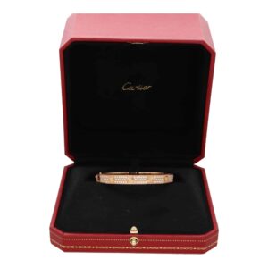 Vintage Cartier Diamond Paved Love Bangle in Rose Gold 2021