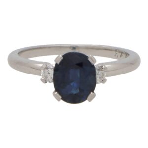 Vintage Tiffany & Co. Sapphire and Diamond Three Stone Ring