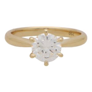 Certified Round Brilliant Cut Diamond Solitaire Ring in Gold