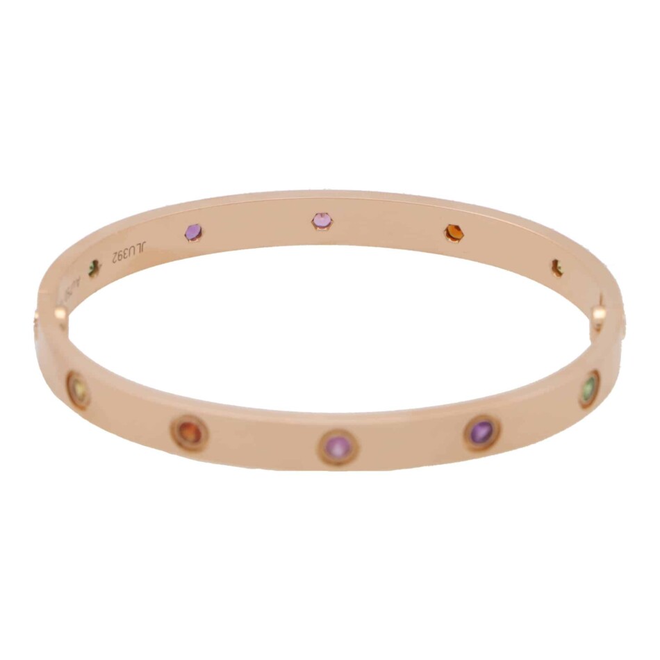 Vintage Cartier Multi Gem Love Bangle, Size 18