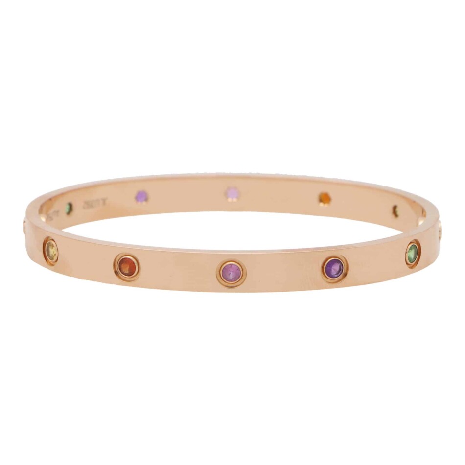 Vintage Cartier Multi Gem Love Bangle, Size 18