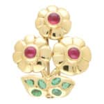 Vintage Cartier Ruby and Emerald Flower Brooch