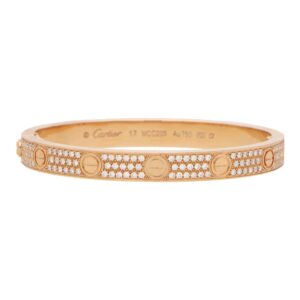 Vintage Cartier Diamond Paved Love Bangle in Rose Gold 2021