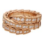 Vintage Bvlgari Diamond Serpenti Viper Ring in Rose Gold