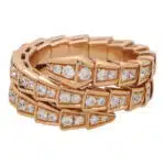 Vintage Bvlgari Diamond Serpenti Viper Ring in Rose Gold