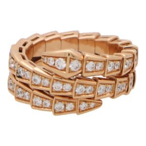 Vintage Bvlgari Diamond Serpenti Viper Ring in Rose Gold