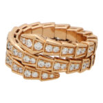 Vintage Bvlgari Diamond Serpenti Viper Ring in Rose Gold