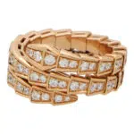 Vintage Bvlgari Diamond Serpenti Viper Ring in Rose Gold