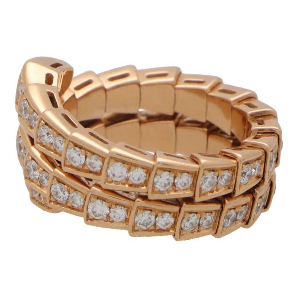 Vintage Bvlgari Diamond Serpenti Viper Ring in Rose Gold
