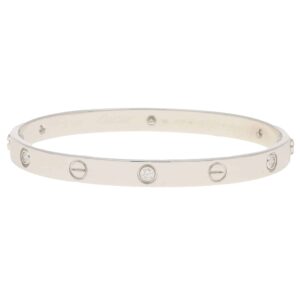 Vintage 1998 Cartier Six Diamond Love Bangle in White Gold