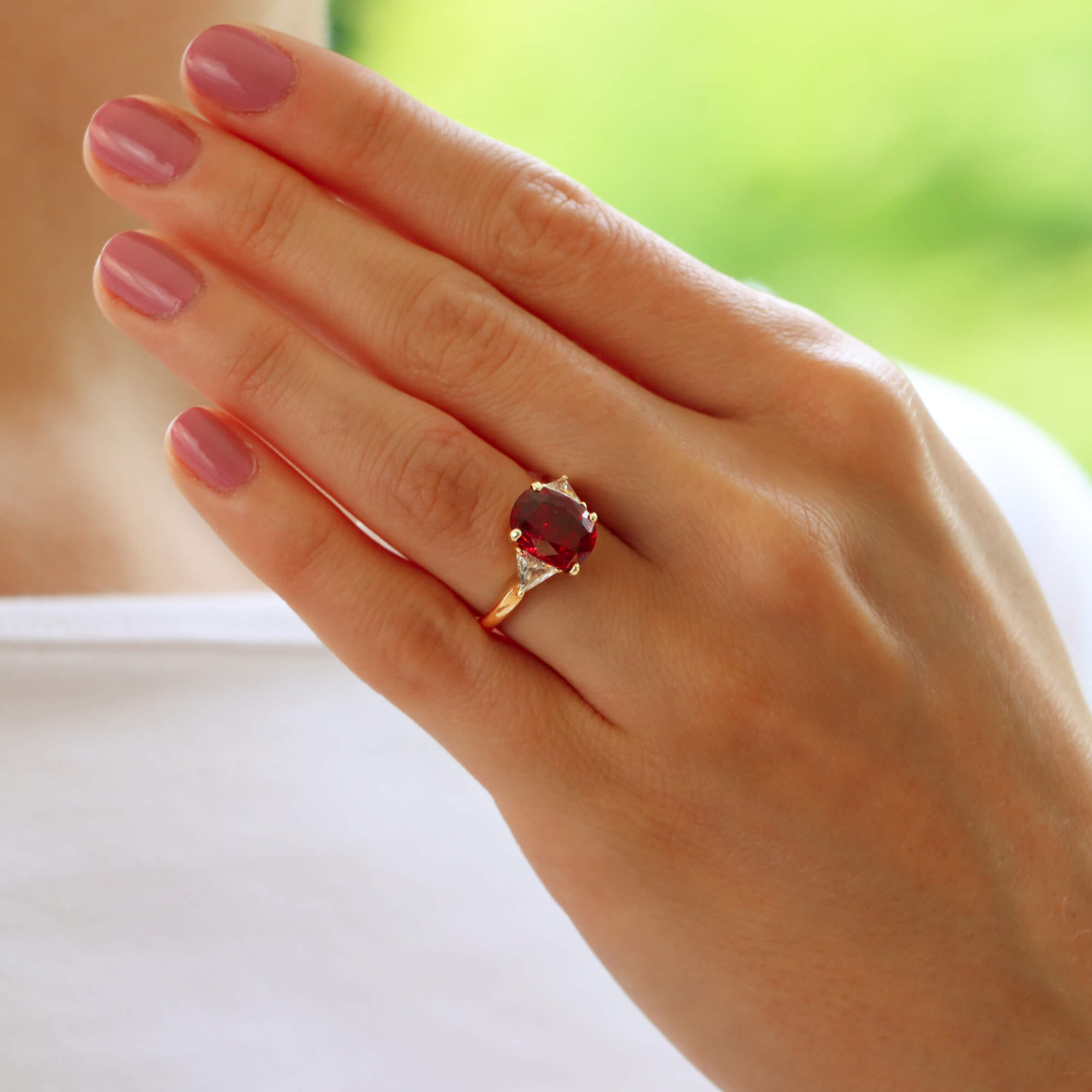 Vintage Boucheron Unheated Ruby and Diamond Ring at Susannah Lovis Jewellers