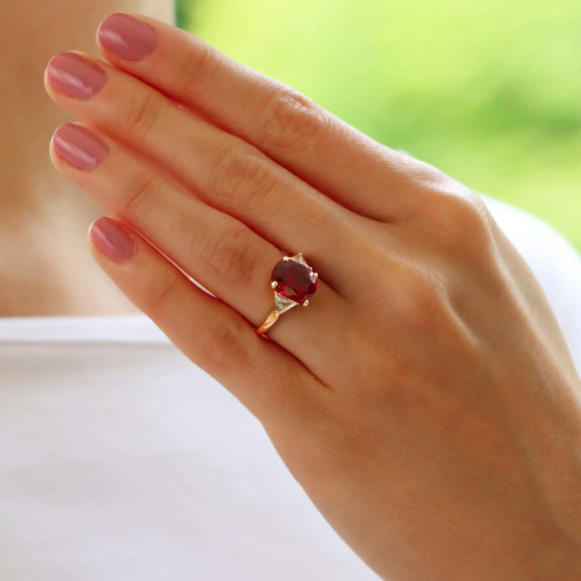 Vintage Boucheron Unheated Ruby and Diamond Ring