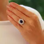 Vintage Blue Sapphire and Diamond Cluster Ring