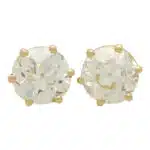 Vintage 4.93ct Old European Cut Diamond Solitaire Stud Earrings