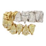 Vintage Yellow and White Pear Cut Diamond Wrap Ring