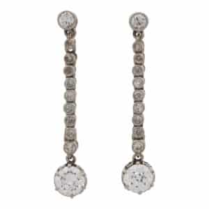 Art Deco Old Cut Diamond Drop Earrings