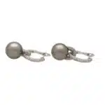 Vintage Tahitian Pearl and Diamond Hoop Earrings